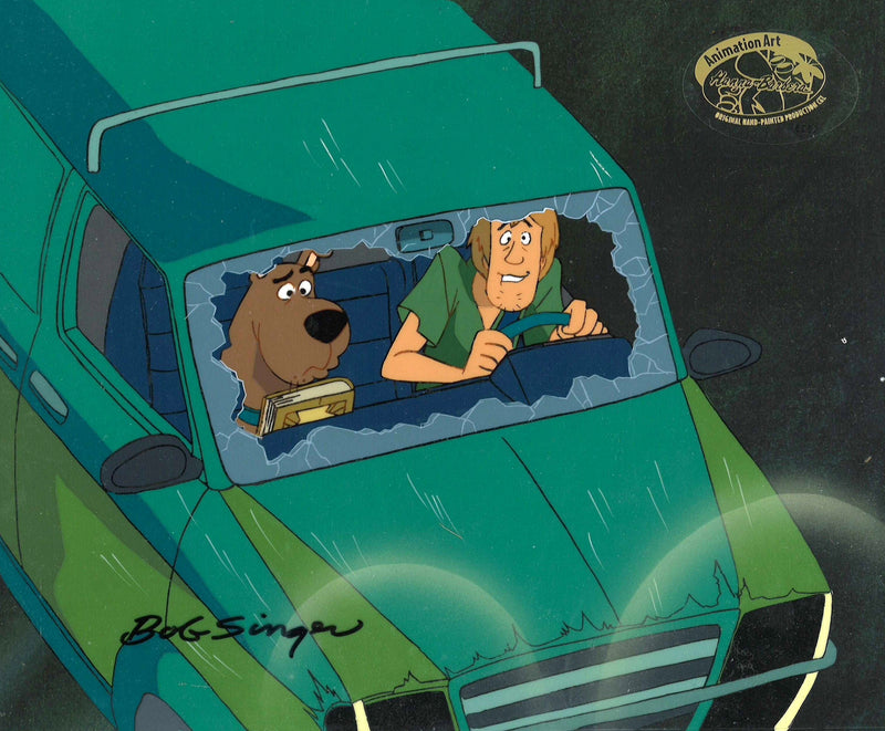 Scooby-Doo on Zombie Island Original Production Cel with Matching Drawings Signed by Bob Singer: Scooby and Shaggy