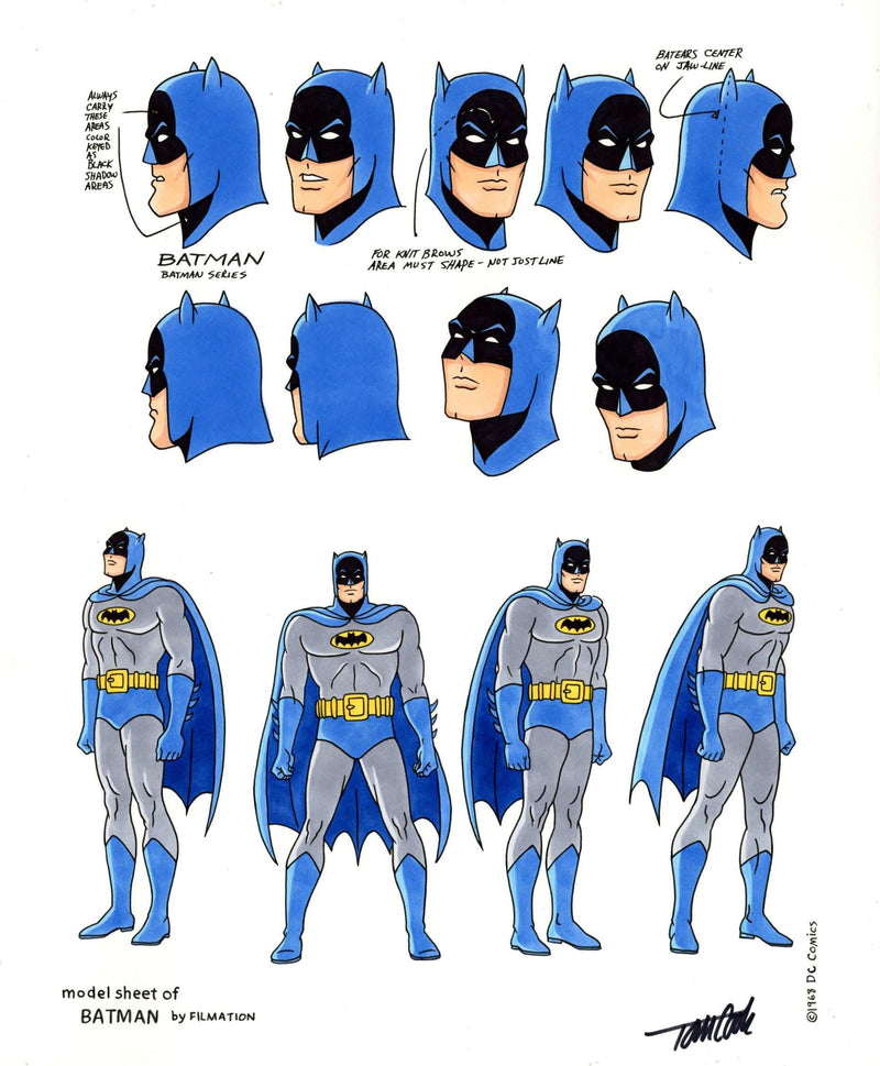 Original Pen and Ink Model Sheet Signed by Tom Cook: Batman - Choice Fine Art