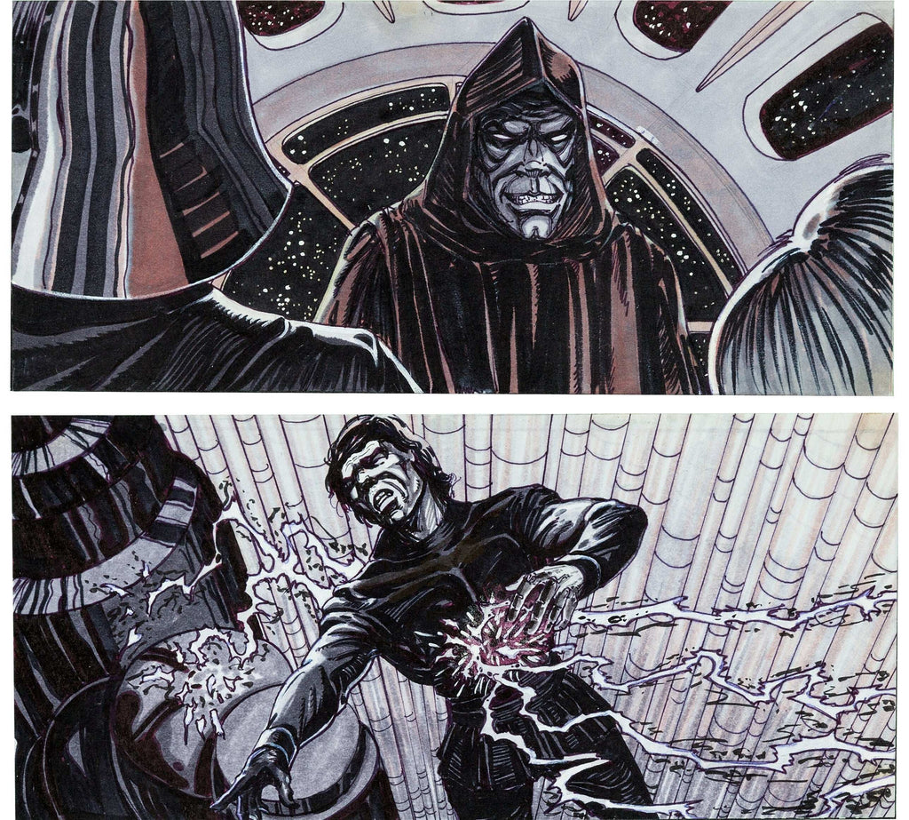 Star Wars: Episode VI - Return of the Jedi Luke Skywalker and The Emperor Storyboard Drawings