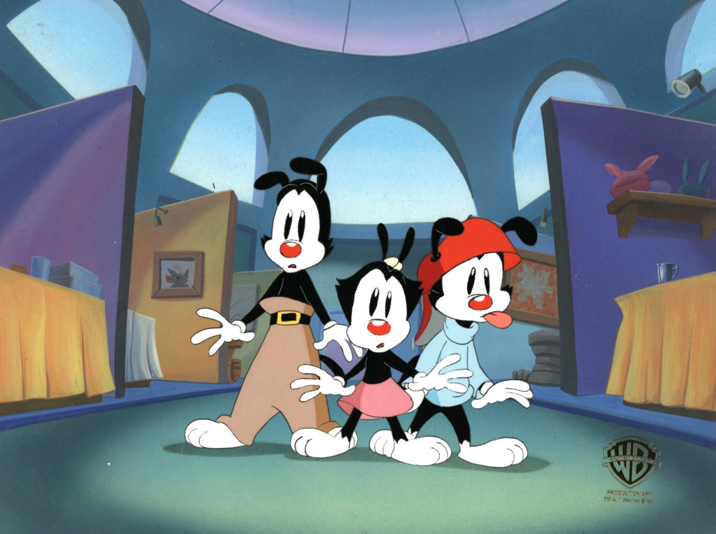 Animaniacs Original Production Cel on Original Background: Yakko, Wakko, and Dot - Choice Fine Art