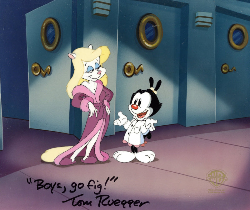 Animaniacs Original Production Cel Signed by Tom Ruegger: Minerva and Dot - Choice Fine Art