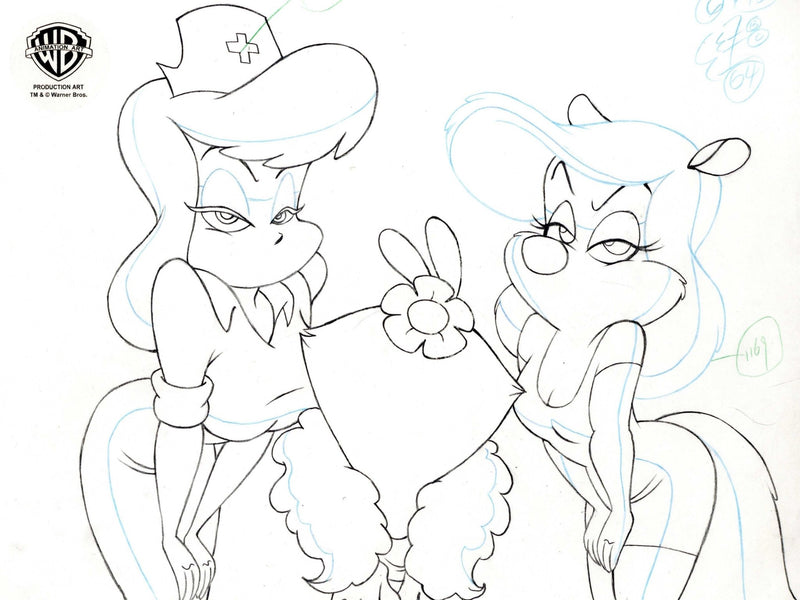 Animaniacs Original Production Cel with Matching Drawing: Hello Nurse, Minerva, Dot - Choice Fine Art