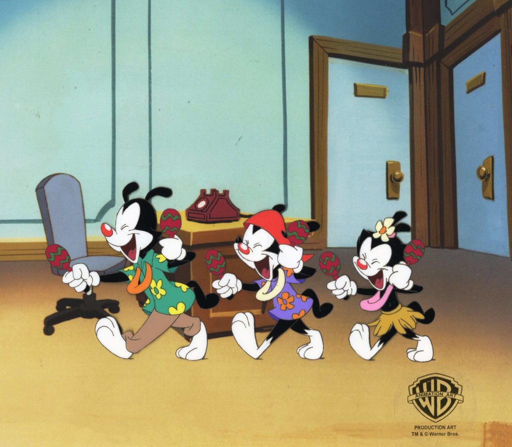 Animaniacs Original Production Cel with Matching Drawing: Yakko, Wakko and Dot - Choice Fine Art