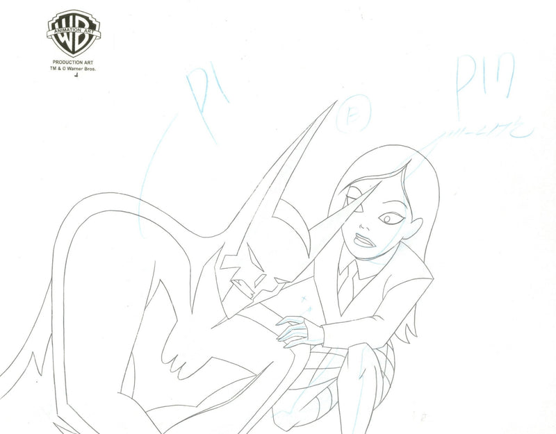 Batman Beyond Original Production Cel with Matching Drawing: Batman and Tamara - Choice Fine Art