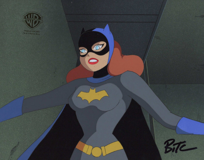 Batman The Animated Series Original Production Cel with Matching Drawing on Original Background signed by Bruce Timm: Batgirl - Choice Fine Art