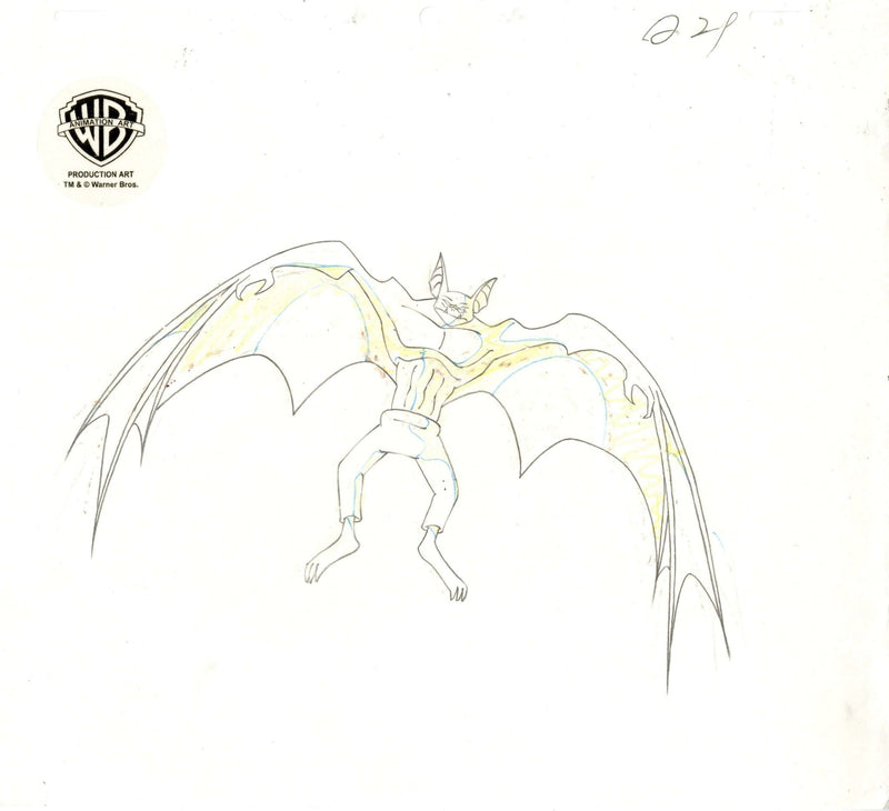 Batman The Animated Series Original Production Cel with Matching Drawing signed by Bruce Timm: Manbat - Choice Fine Art