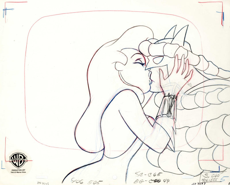 Batman The Animated Series Original Production Drawing: Batman and Poison Ivy - Choice Fine Art