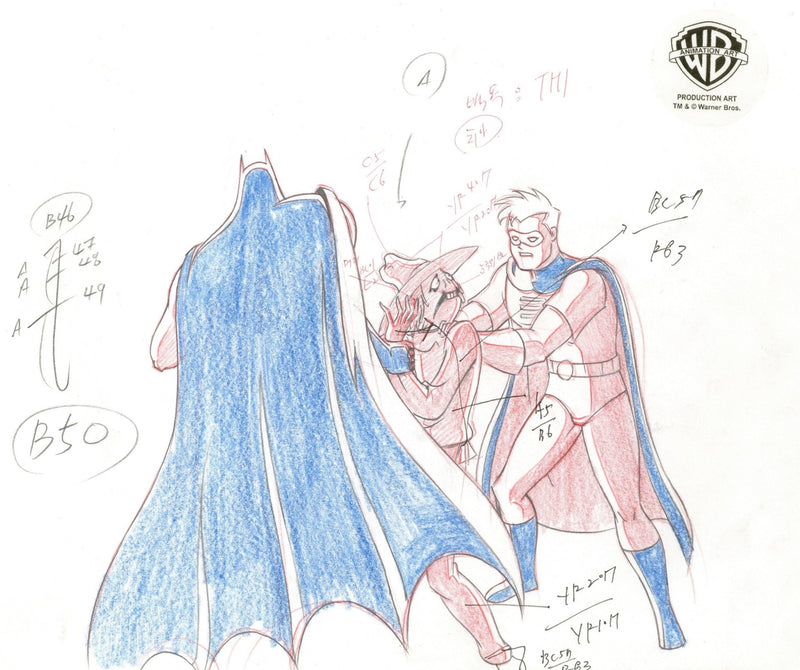 Batman The Animated Series Original Production Drawing: Batman, Robin, and Scarecrow - Choice Fine Art