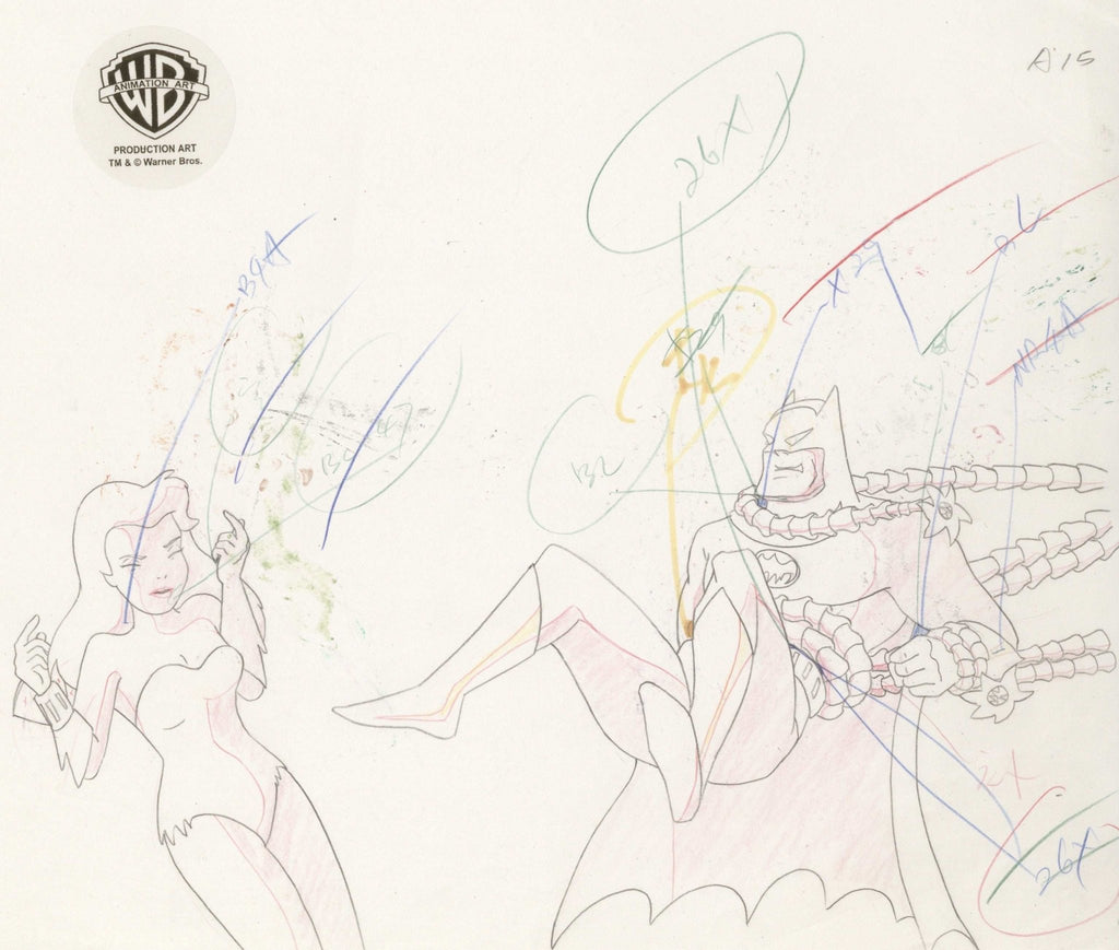 Batman The Animated Series Original Production Drawing: Poison Ivy and Batman - Choice Fine Art