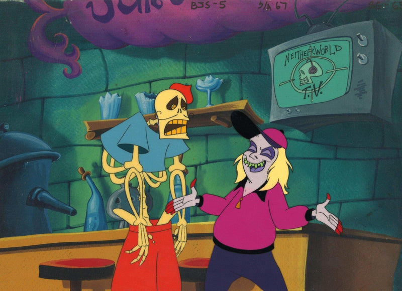 Beetlejuice The Animated Series Original Production Cel on Original Background: Beetlejuice and Jacques - Choice Fine Art