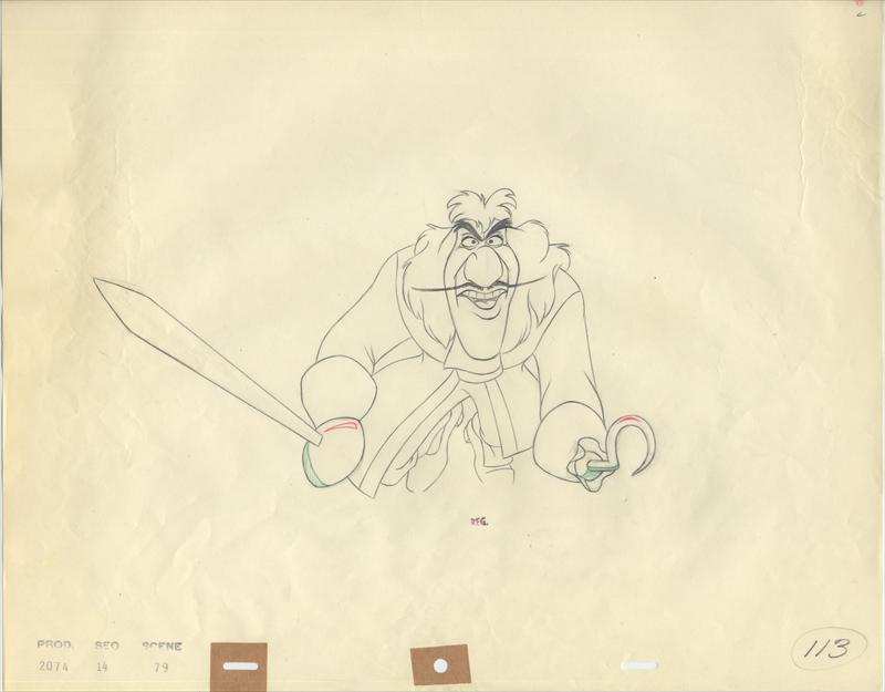 Captain Hook Pursuing Peter Pan Original Production Drawing: Captain Hook - Choice Fine Art