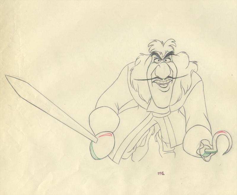 Captain Hook Pursuing Peter Pan Original Production Drawing: Captain Hook - Choice Fine Art