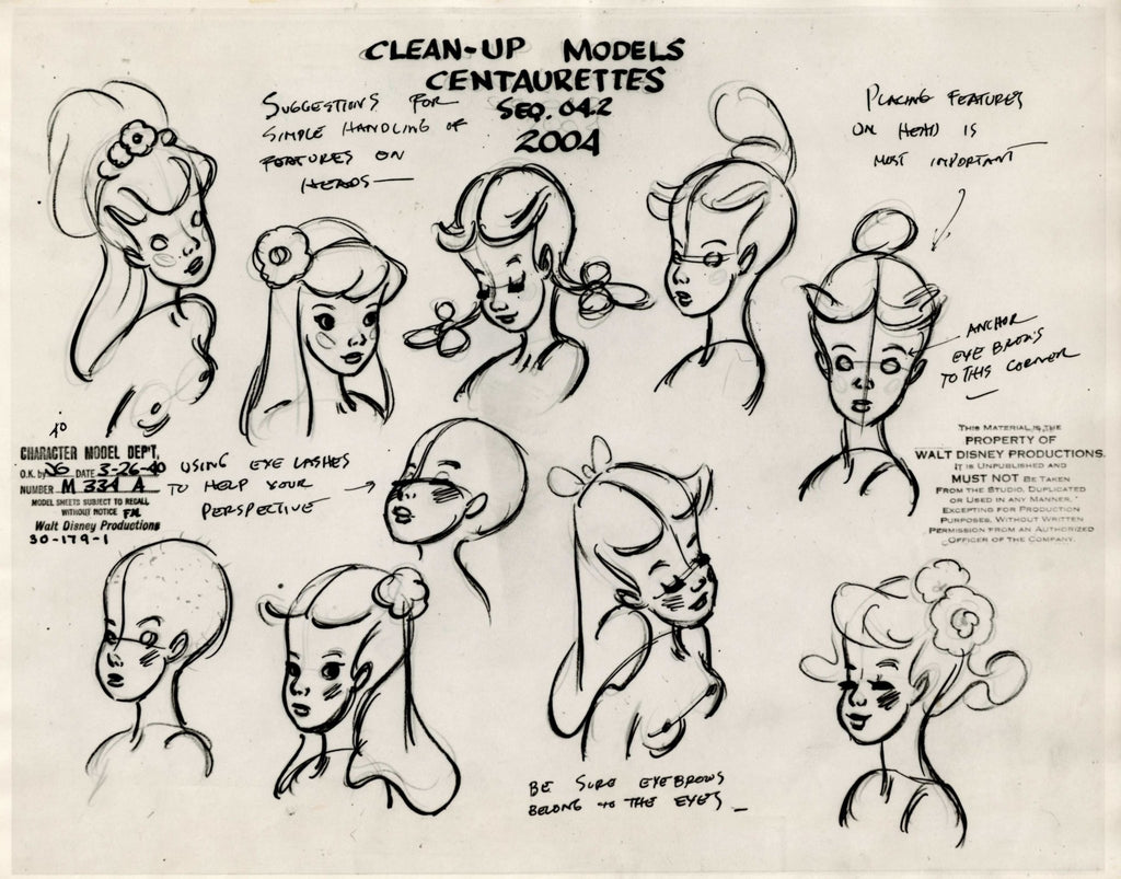 Fantasia Clean-Up Model Sheet: Centaurettes - Choice Fine Art
