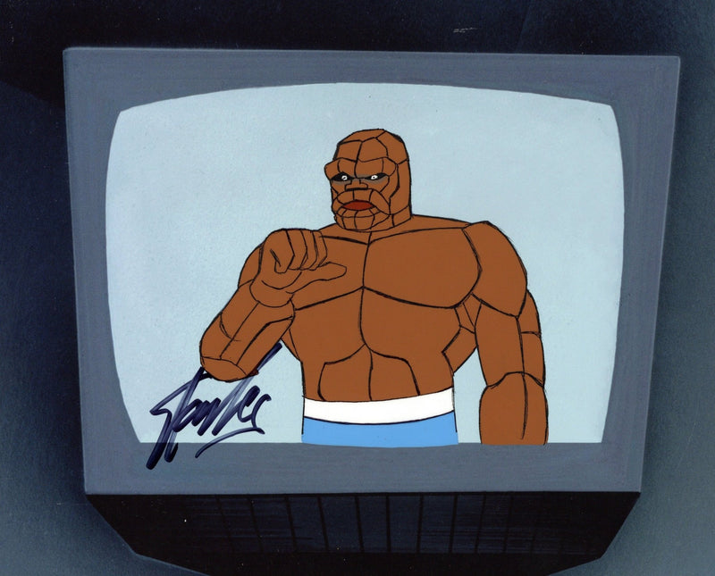 Fantastic Four Original Production Cel and Matching Drawing Signed by Stan Lee: The Thing - Choice Fine Art