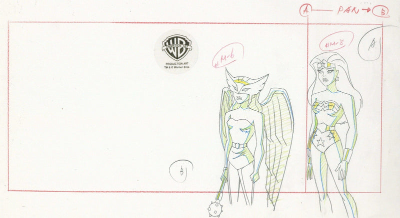 Justice League Original Production Drawing: Hawkgirl and Wonder Woman - Choice Fine Art