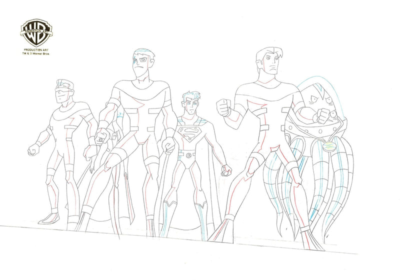 Legion of Superheroes Original Production Drawing: Superman, Lightning Lad, Matter-Eater Lad, Ultra Boy - Choice Fine Art