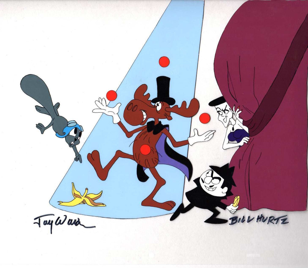 Rocky and Bullwinkle Scene Cel signed by Jay Ward and Bill Hurtz - Choice Fine Art