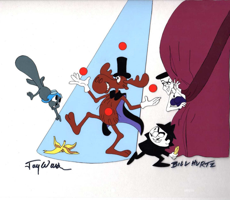 Rocky and Bullwinkle Scene Cel signed by Jay Ward and Bill Hurtz - Choice Fine Art