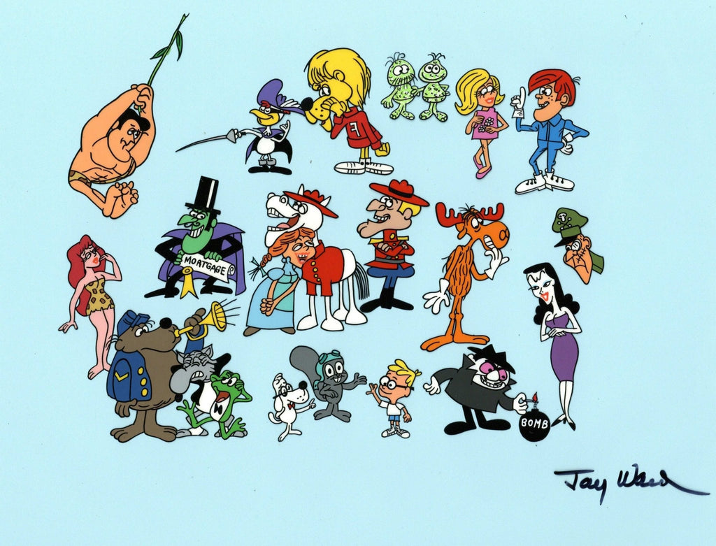 Rocky and Bullwinkle Scene Cel signed by Jay Ward: Rocky and Bullwinkle Cast - Choice Fine Art