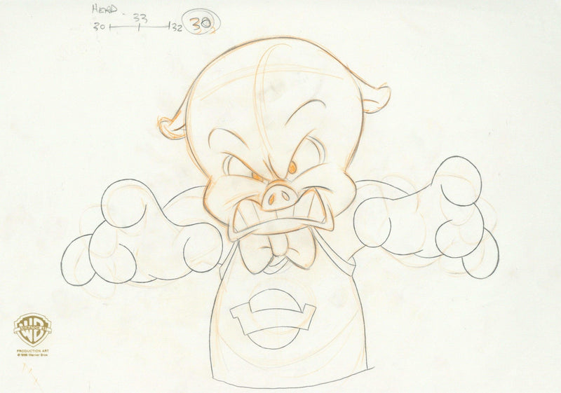 Space Jam Original Production Drawing: Porky Pig - Choice Fine Art