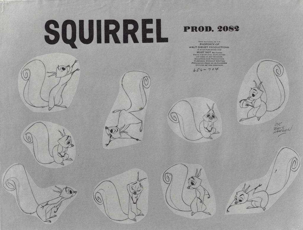 Squirrel from Sleeping Beauty Original Production Model Sheet - Choice Fine Art