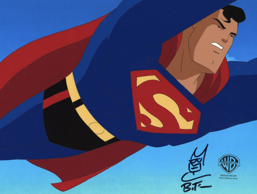 Superman the Animated Series Bruce Timm signed Original Production Cel with Matching Drawing: Superman - Choice Fine Art