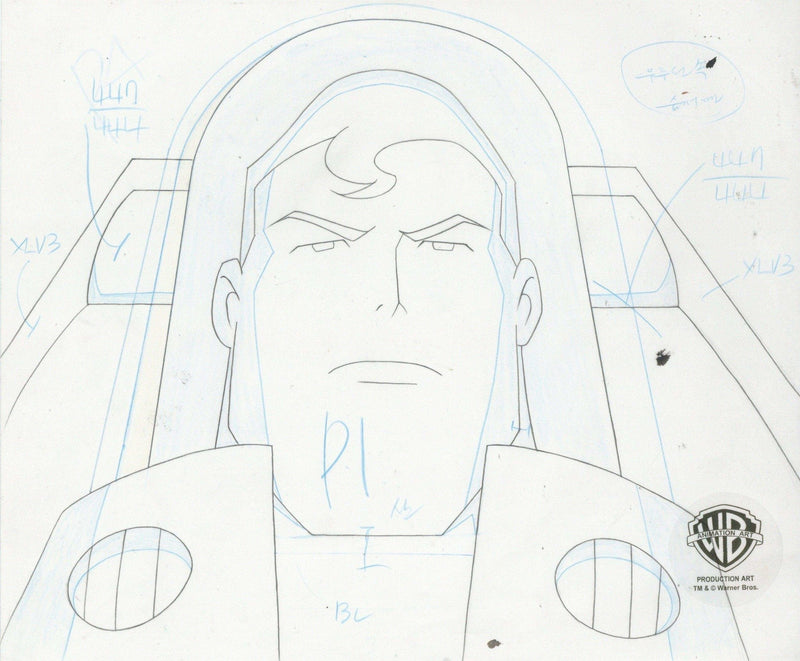 Superman the Animated Series Original Production Cel on Original Background with Matching Drawing: Superman - Choice Fine Art