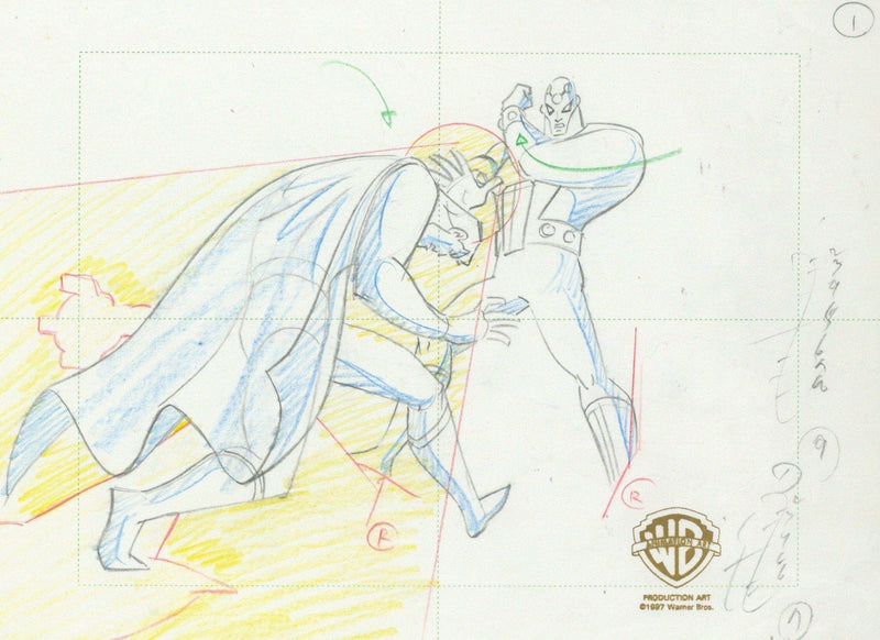 Superman the Animated Series Original Production Drawing: Superman and Brainiac - Choice Fine Art