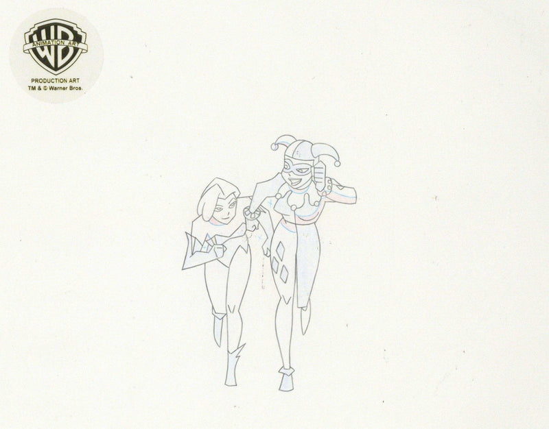 The New Batman Adventures Original Production Cel with Matching Drawing: Harley Quinn and Poison Ivy - Choice Fine Art