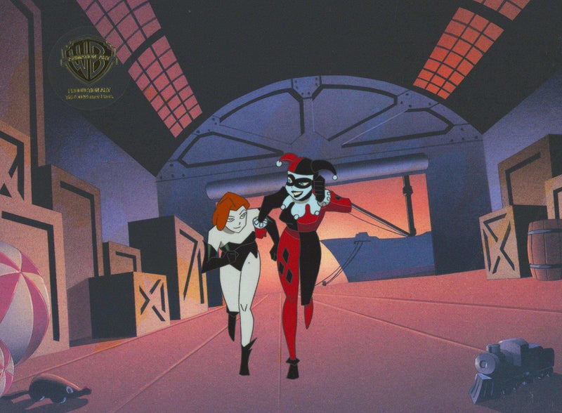 The New Batman Adventures Original Production Cel with Matching Drawing: Harley Quinn and Poison Ivy - Choice Fine Art