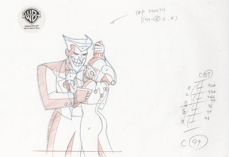 The New Batman Adventures Original Production Drawing: Harley Quinn and Joker - Choice Fine Art