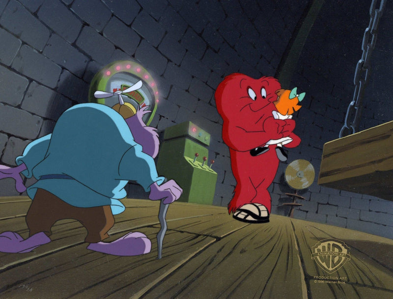 Tiny Toons Original Production Cel on Original Background: Elmyra Duff, Gossamer, and Dizzy Devil - Choice Fine Art