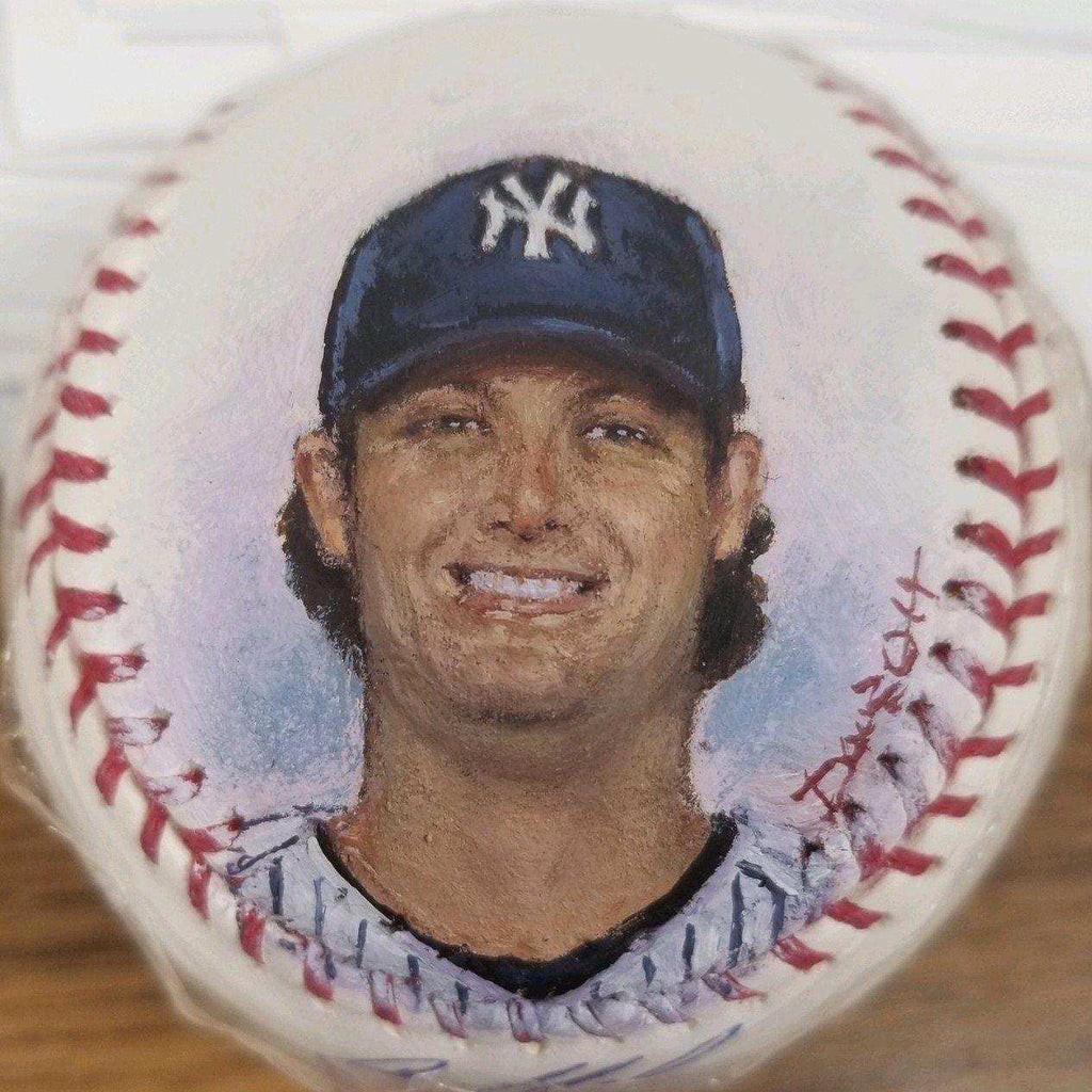 YANKEES GERRIT COLE PORTRAIT ON HAND PAINTED BASEBALL Baseball CHOICE FINE ART 